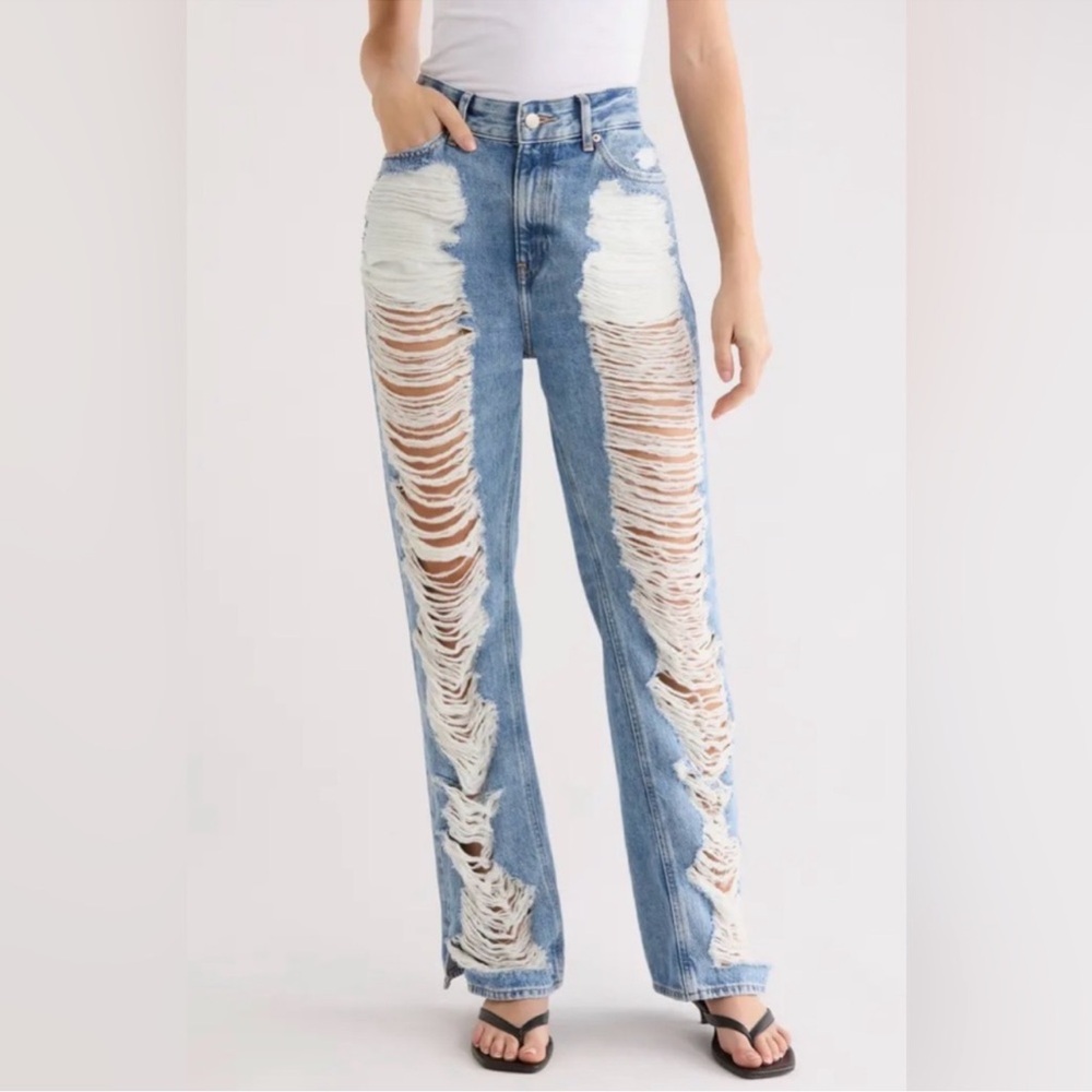 Good American Chloe jeans Light Blue Distressed High-Rise Women’s Jeans